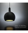 Suspension design E27, Ø28cm - Noir, métal et céramique, sans source lumineuse, max 60W