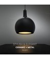 Suspension design E27, Ø28cm - Noir, métal et céramique, sans source lumineuse, max 60W