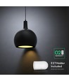 Suspension design E27, Ø28cm - Noir, métal et céramique, sans source lumineuse, max 60W