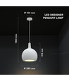 Suspension design E27, Ø28cm - Céramique et métal, blanc, sans source lumineuse