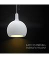 Suspension design E27, Ø28cm - Céramique et métal, blanc, sans source lumineuse
