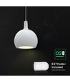 Suspension design E27, Ø28cm - Céramique et métal, blanc, sans source lumineuse