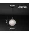 Monture de suspension design E27 - D100*H25mm, noir mat, sans source lumineuse