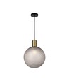 Monture de suspension design E27 - Ø10cm, laiton brossé et verre fumé, sans source lumineuse