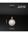 Monture de suspension design E27 - Ø10cm, laiton brossé et verre fumé, sans source lumineuse