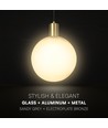 Monture de suspension design E27 - Ø10cm, laiton brossé et verre fumé, sans source lumineuse