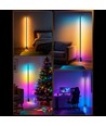 Lampadaire d'angle RGBIC+CCT 145cm - Bluetooth, contrôle par application, télécommande, 11W