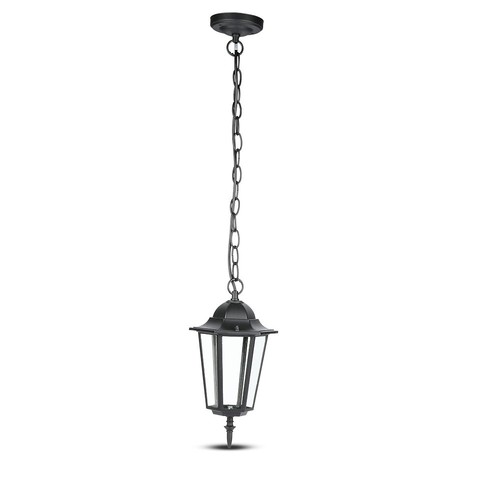 Plafonnier E27, noir mat - IP44, aluminium et verre, max 60W, 17x17x84cm, sans source lumineuse