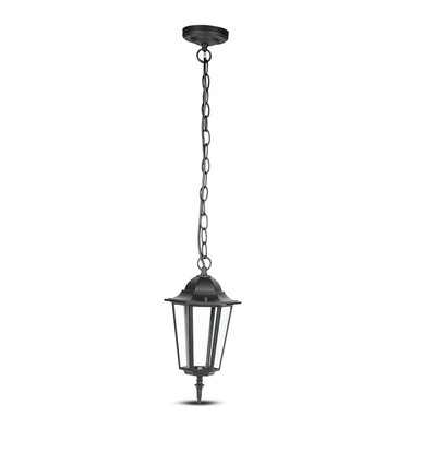 Plafonnier E27, noir mat - IP44, aluminium et verre, max 60W, 17x17x84cm, sans source lumineuse