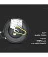 Plafonnier E27, noir mat - IP44, aluminium et verre, max 60W, 17x17x84cm, sans source lumineuse