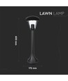 Lampe de jardin E27, 60cm - Noir, IP44, aluminium, pour jardin et allées, sans source lumineuse