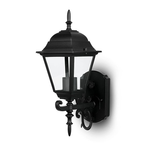 Applique murale extérieure E27 / lanterne - Noir mat, IP44, éclairage vers le haut, sans source