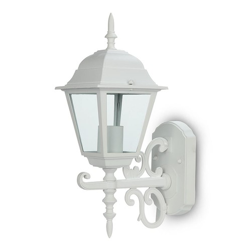 Applique murale extérieure E27, blanc - Lanterne, orientée vers le haut, IP44, aluminium et verre