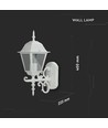 Applique murale extérieure E27, blanc - Lanterne, orientée vers le haut, IP44, aluminium et verre