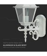 Applique murale extérieure E27, blanc - Lanterne, orientée vers le haut, IP44, aluminium et verre