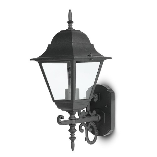 Applique murale E27, noir mat - Aluminium et verre, 245x445x185mm, sans source lumineuse