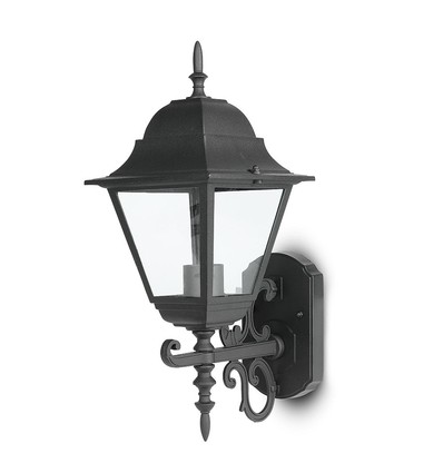 Applique murale E27, noir mat - Aluminium et verre, 245x445x185mm, sans source lumineuse