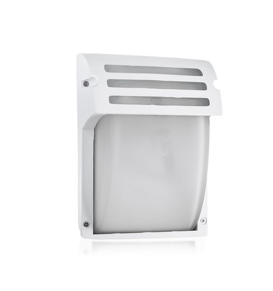Applique murale E27 - Blanc mat, IP44, aluminium et verre, sans source lumineuse