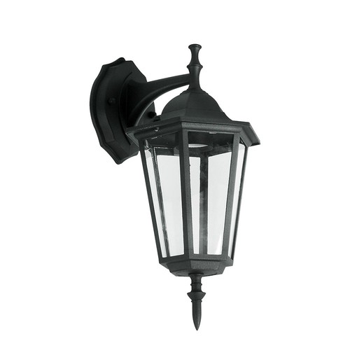 Applique murale extérieure E27 - Noir, aluminium et verre, lanterne classique, sans source lumineuse