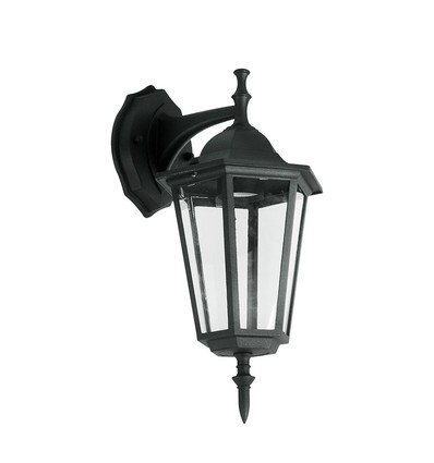 Applique murale extérieure E27 - Noir, aluminium et verre, lanterne classique, sans source lumineuse