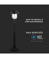 Borne de jardin 1,1m pour E27 - Noir, IP44, aluminium, hauteur 111cm, sans source lumineuse