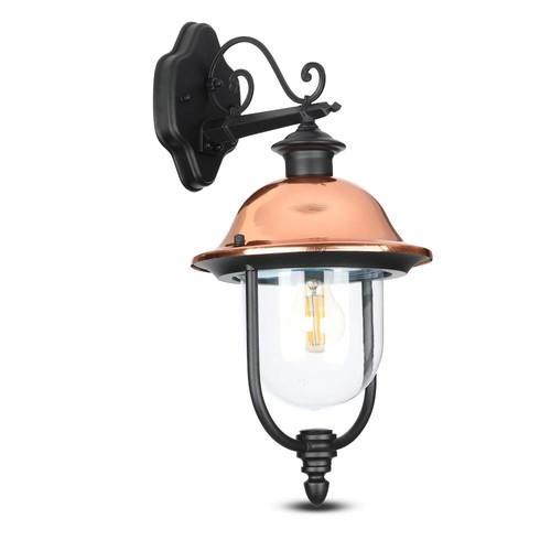Lanterne murale E27 orientée vers le bas - IP44 extérieur, noir mat graphite, aluminium, sans source lumineuse