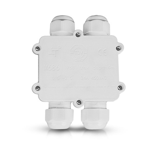 Boîte de jonction étanche 4 voies, IP68 - Blanc, 4-pin, 24A, 450V, résistant aux UV, 0,5-4mm²