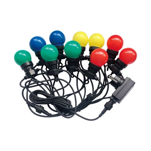 Guirlande lumineuse LED avec 20 ampoules colorées - ampoules 0,5W, 10 mètres, source lumineuse incluse
