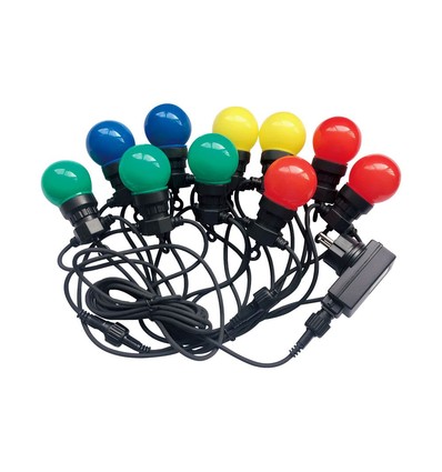 Guirlande lumineuse LED avec 20 ampoules colorées - ampoules 0,5W, 10 mètres, source lumineuse incluse