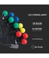Guirlande lumineuse LED avec 20 ampoules colorées - ampoules 0,5W, 10 mètres, source lumineuse incluse