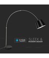 Lampadaire LED noir avec pied en marbre - douille E27, max 60W, 192cm de haut, design moderne