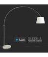 Lampadaire E27 avec pied en marbre, 192cm - Ivoire, métal, max 60W, sans source lumineuse