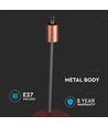 Lampe de table design avec douille E27 et interrupteur - Bronze rouge, métal, 150x420mm, max 60W