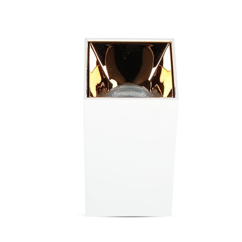 Spot saillie carré GU10 - Blanc/Or rose, aluminium, IP20, sans source lumineuse