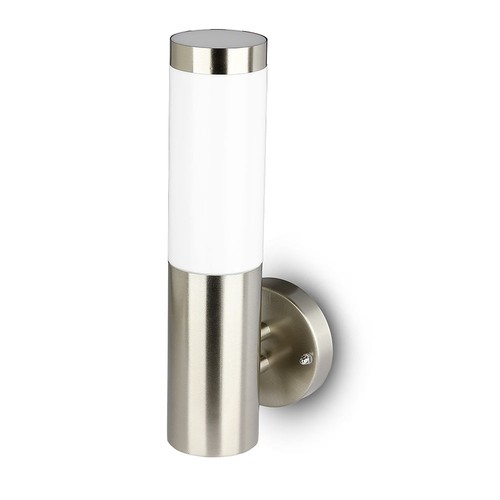 Applique murale E27 en acier inoxydable - IP44 extérieur, argent/blanc, sans source lumineuse