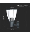 Applique murale extérieure E27 - Orientée vers le haut, IP44, acier inoxydable, gris foncé, sans source lumineuse