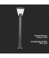 Borne de jardin E27 en acier inoxydable - 80cm, noir/gris, IP44 extérieur, sans source lumineuse