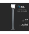 Borne de jardin E27 en acier inoxydable - 80cm, noir/gris, IP44 extérieur, sans source lumineuse
