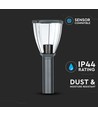 Borne de jardin E27 en acier inoxydable - 80cm, noir/gris, IP44 extérieur, sans source lumineuse
