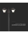 Lampadaire de jardin 2 têtes pour E27, 230cm - IP44, noir, aluminium, sans source lumineuse