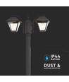 Lampadaire de jardin 2 têtes pour E27, 230cm - IP44, noir, aluminium, sans source lumineuse