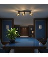 Plafonnier design LED 18W avec 3 spots - 2160lm, 3000K, noir mat, orientable, source lumineuse incl.