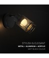 Applique murale design 6W - Noir mat, 3000K, 720lm, IP20 intérieur, source lumineuse incl.