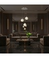 Suspension LED design 3x10W - 3600lm, 3000K, nickel brossé, finition blanche