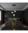 Suspension LED design 3x10W - 3600lm, 3000K, nickel brossé, finition blanche