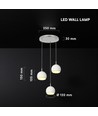 Suspension LED design 3x10W - 3600lm, 3000K, nickel brossé, finition blanche