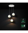 Suspension LED design 3x10W - 3600lm, 3000K, nickel brossé, finition blanche
