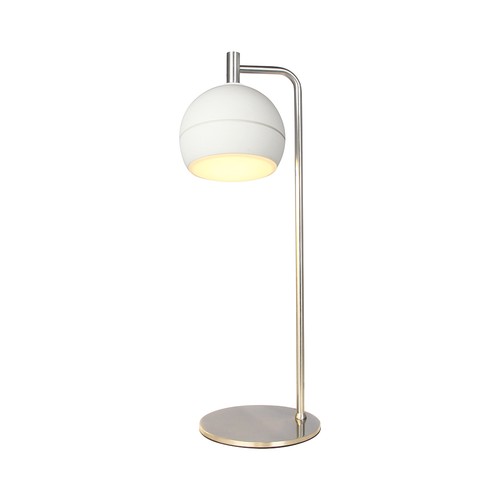 Lampe de table LED décorative 10W - Ø16 x 44 cm, 1200lm, nickel brossé et blanc, 3000K