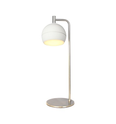 Lampe de table LED décorative 10W - Ø16 x 44 cm, 1200lm, nickel brossé et blanc, 3000K