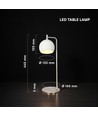 Lampe de table LED décorative 10W - Ø16 x 44 cm, 1200lm, nickel brossé et blanc, 3000K